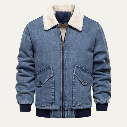 Men's Fleece Collar Jacket | Warm Denim