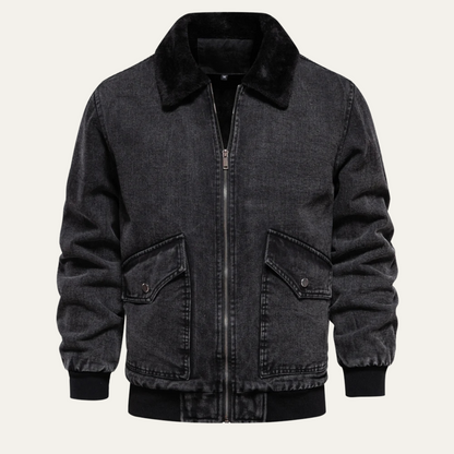 Men's Fleece Collar Jacket | Warm Denim