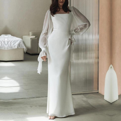 Weißes Damenkleid für Hochzeitsgäste | Maxi
