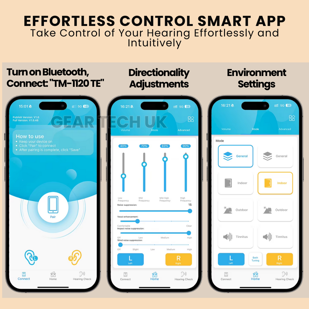 Bluetooth-App-gesteuerte Hörgeräte - Keine Verschreibung erforderlich - UK