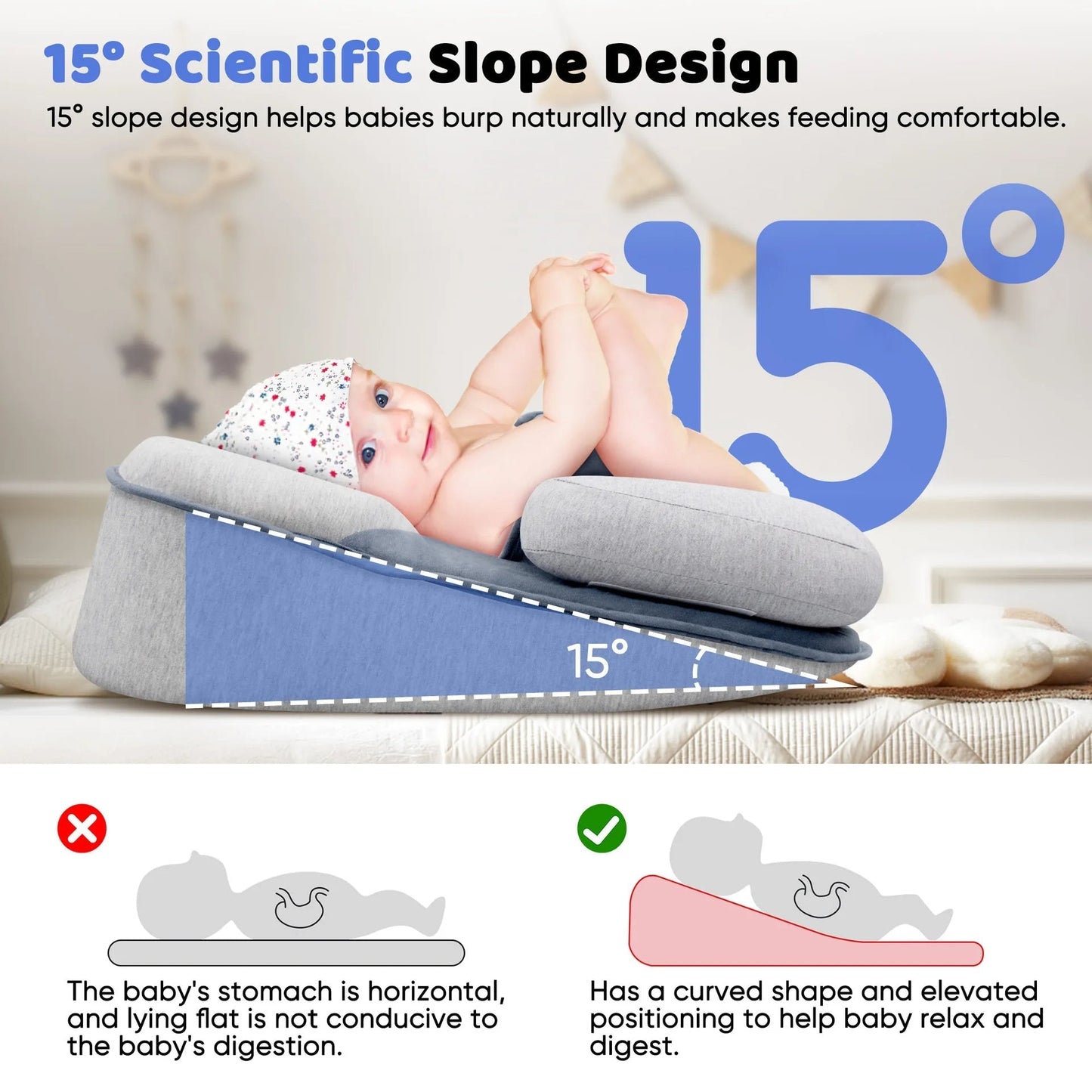 Erhöhter Anti-Reflux Baby Lounger für Neugeborene und Säuglinge