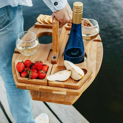 Tragbarer Holz-Picknick-Weintisch