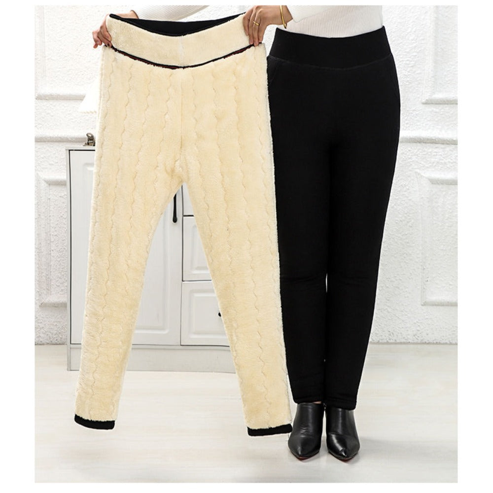 Schwarze Winterleggings mit Fleecefutter für Damen – Santina