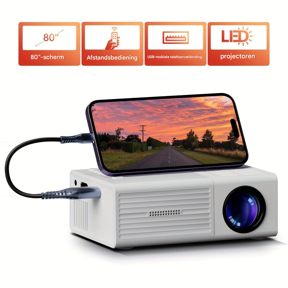 Mini-Projektor | 3000 Lumen | Tragbar & Energieeffizient | HDMI & USB Kompatibel