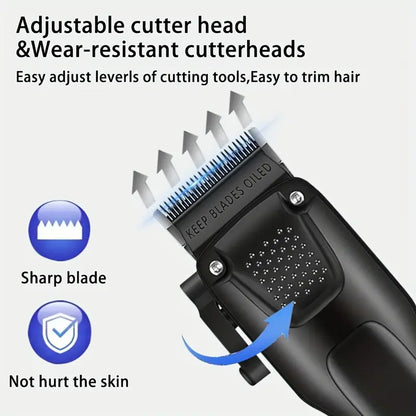 3-teilige professionelle Haar- und Bartpflegeset für Männer, kabellose Trimmer mit LED-Display, USB wiederaufladbar