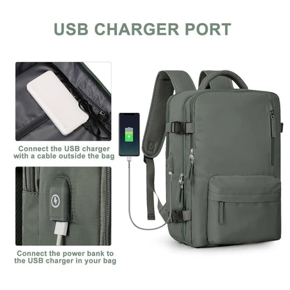 Damen 35L Reiserrucksack | Wasserdicht mit USB-Anschluss | Diebstahlschutz-Design & Schuhfach | Ideal für Wandern, Alltag & Reisen