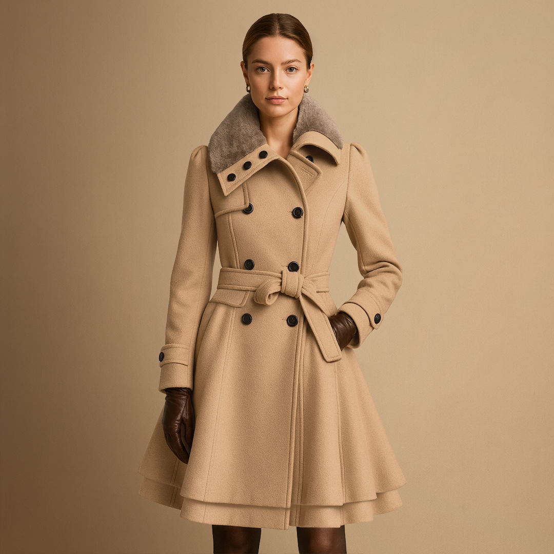 Women's Fur-Collar Coat | Belted