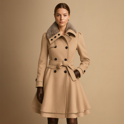 Women's Fur-Collar Coat | Belted
