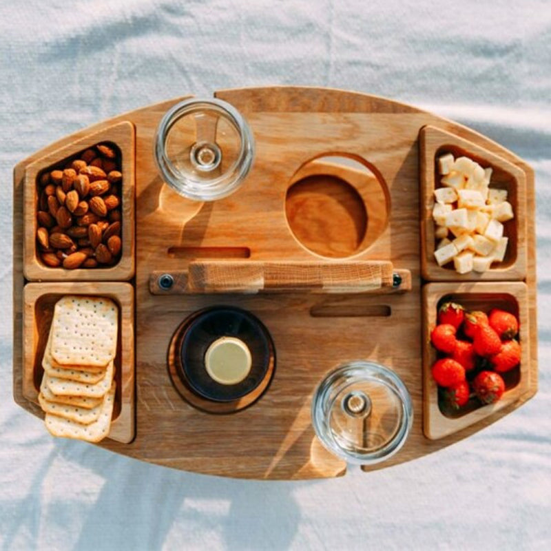 Tragbarer Holz-Picknick-Weintisch