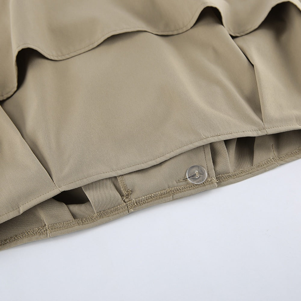 Khakifarbener Kurz-Trenchcoat mit breitem Kragen für Damen – Romana