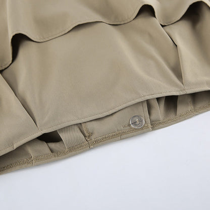 Khakifarbener Kurz-Trenchcoat mit breitem Kragen für Damen – Romana
