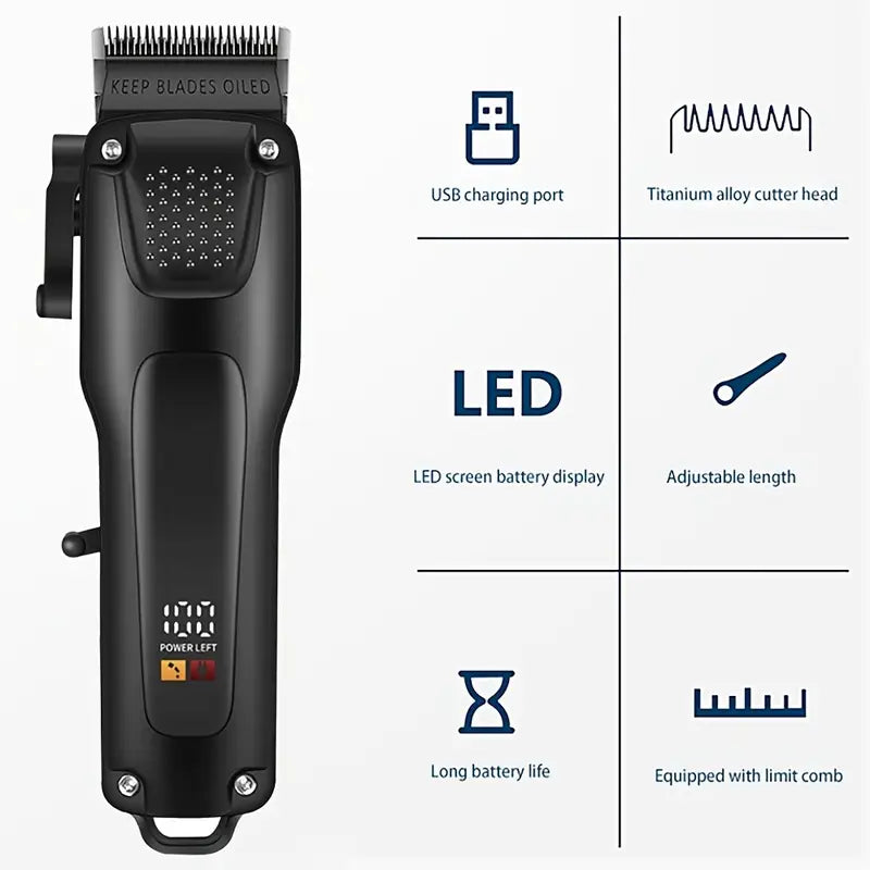 3-teilige professionelle Haar- und Bartpflegeset für Männer, kabellose Trimmer mit LED-Display, USB wiederaufladbar