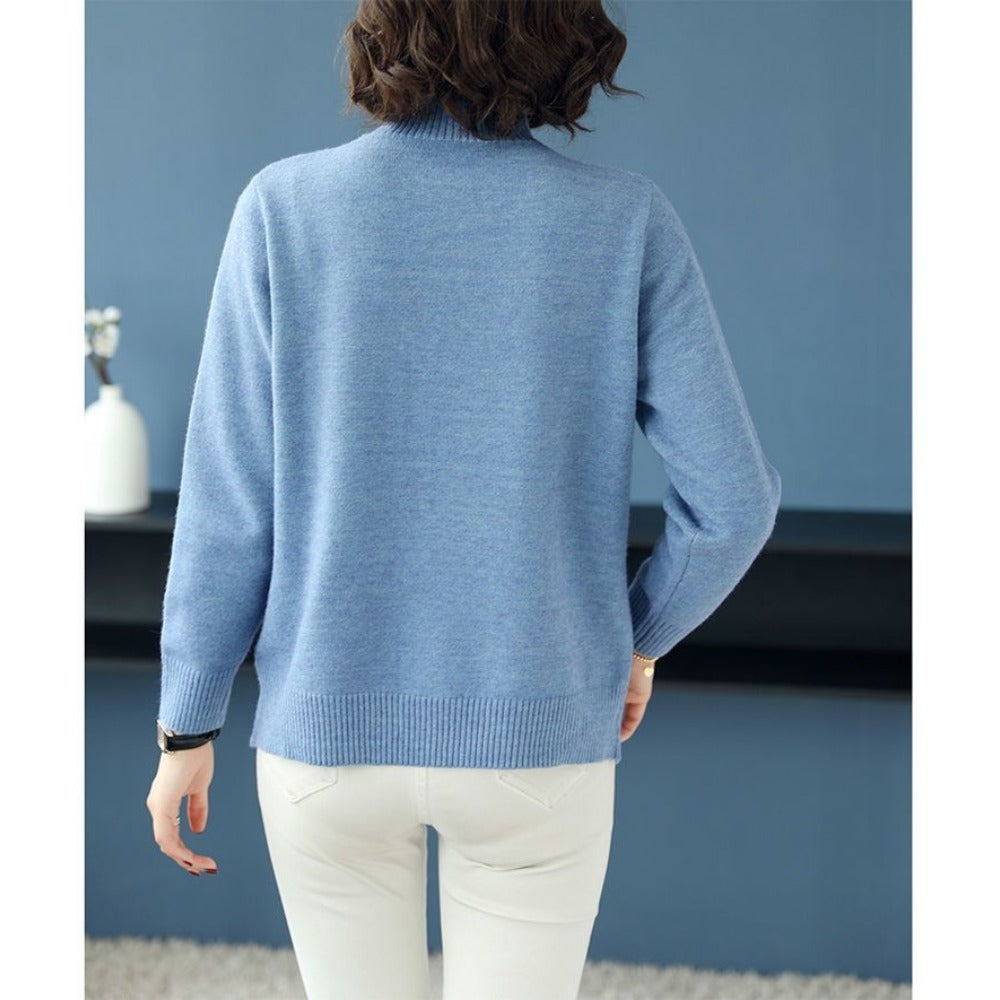 Strickpullover mit Seitlichen Knöpfen für Damen – Romana