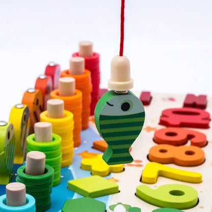 Holz Montessori Lernbrett – Lernspiel zum Entdecken von Zahlen, Formen und Farben