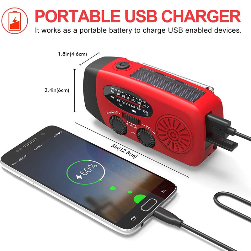 Selbstbetriebene Notfallradio – Handkurbel, Solar, Taschenlampe & Powerbank – FM/AM Radio, unerlässlich für Katastrophen und Notfälle