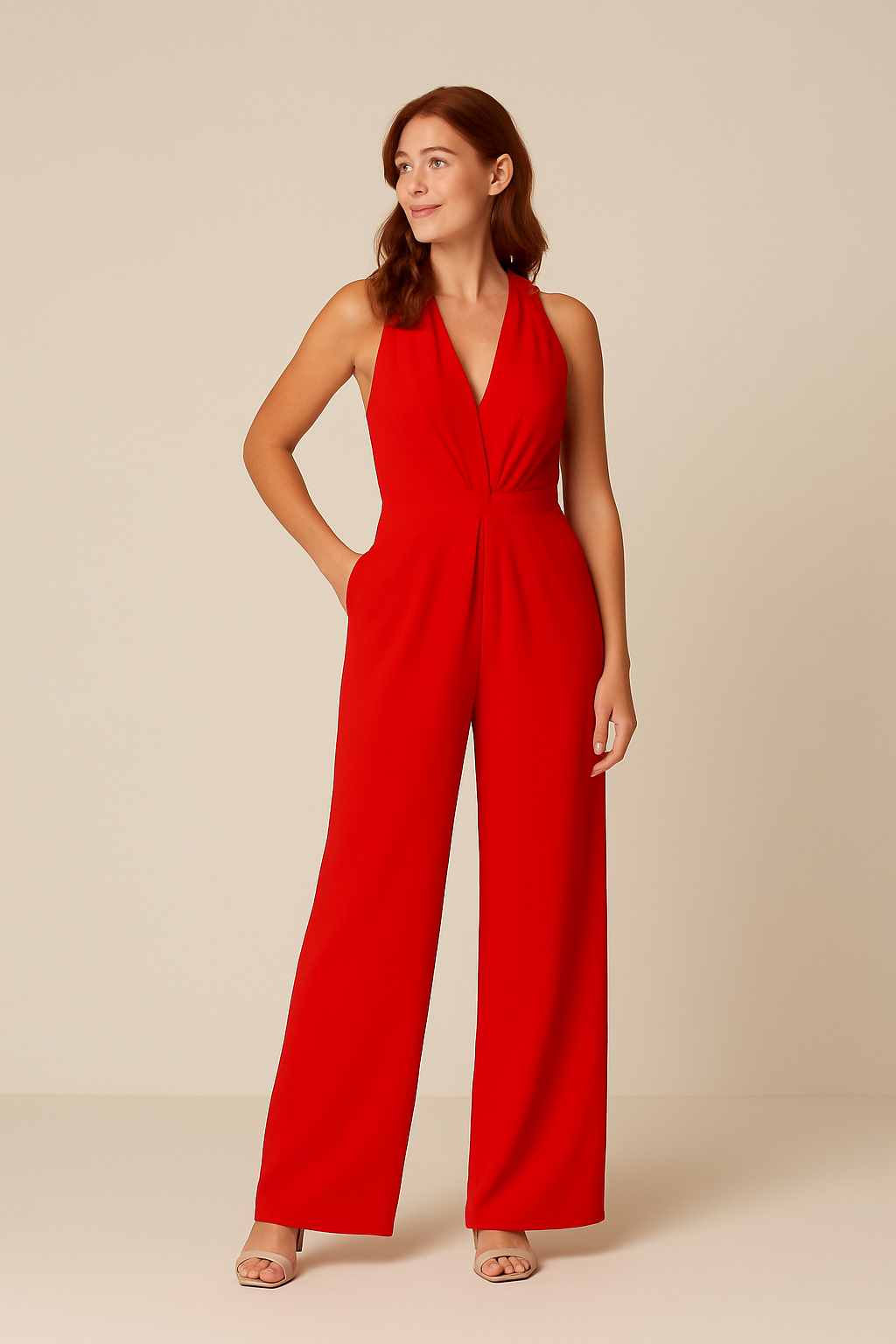 Women's Deep V Neck Jumpsuits | Sleeveless