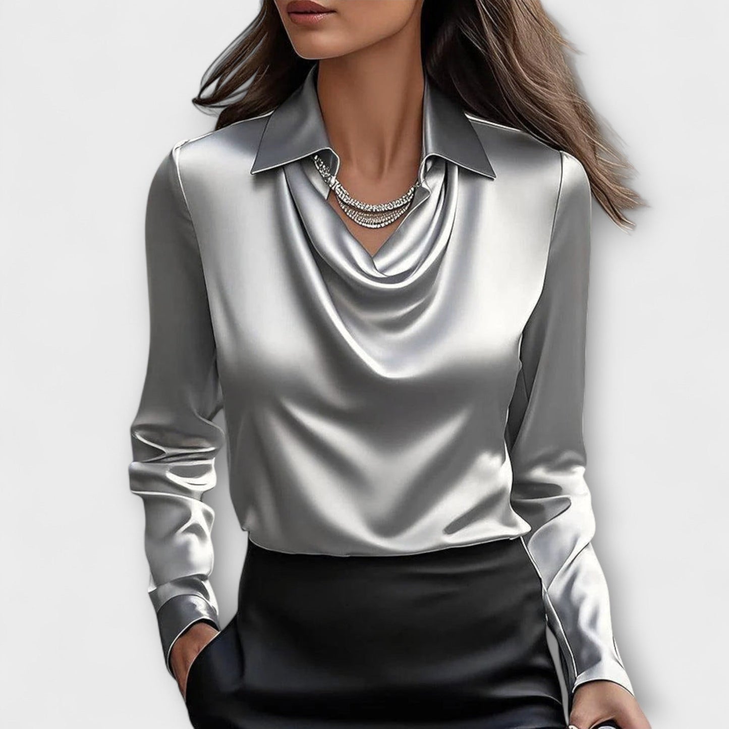 Women's Satin Blouse | V-Neck