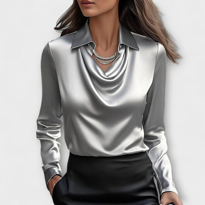 Women's Satin Blouse | V-Neck