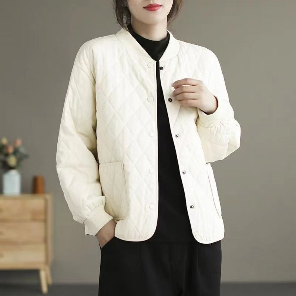 Gesteppt Jacke mit Knopfleiste und Taschen für Damen – Noemi