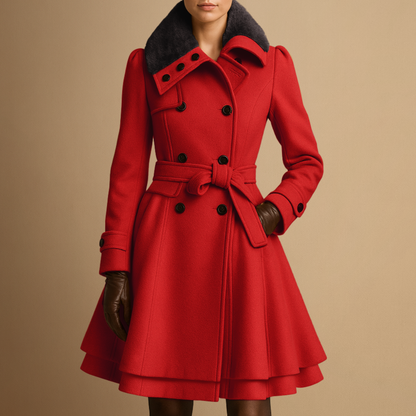 Women's Fur-Collar Coat | Belted