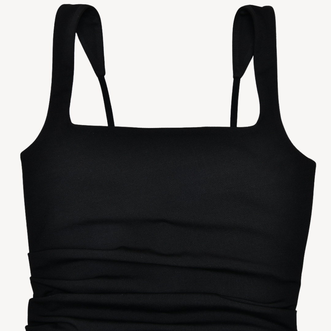 Party Black Satin Slit Dress | Maxi