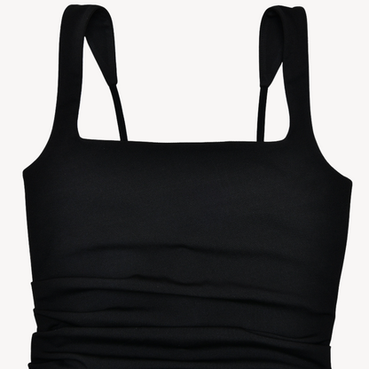 Party Black Satin Slit Dress | Maxi