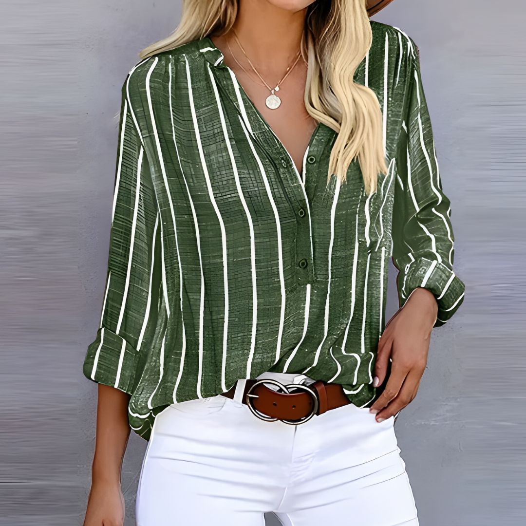 Damen Elegant Gestreift Bluse | Langarm