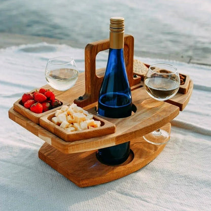 Tragbarer Holz-Picknick-Weintisch