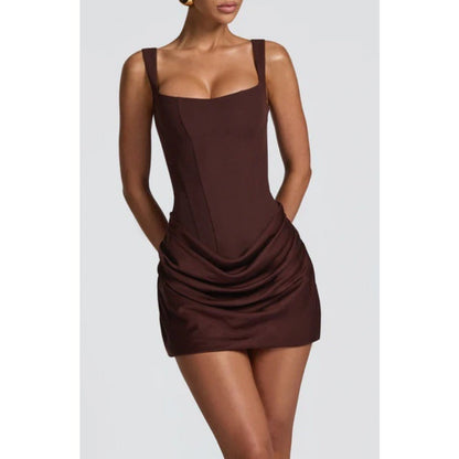 Ärmelloses Mini-Kleid mit quadratischem Ausschnitt für Frauen - Francesca