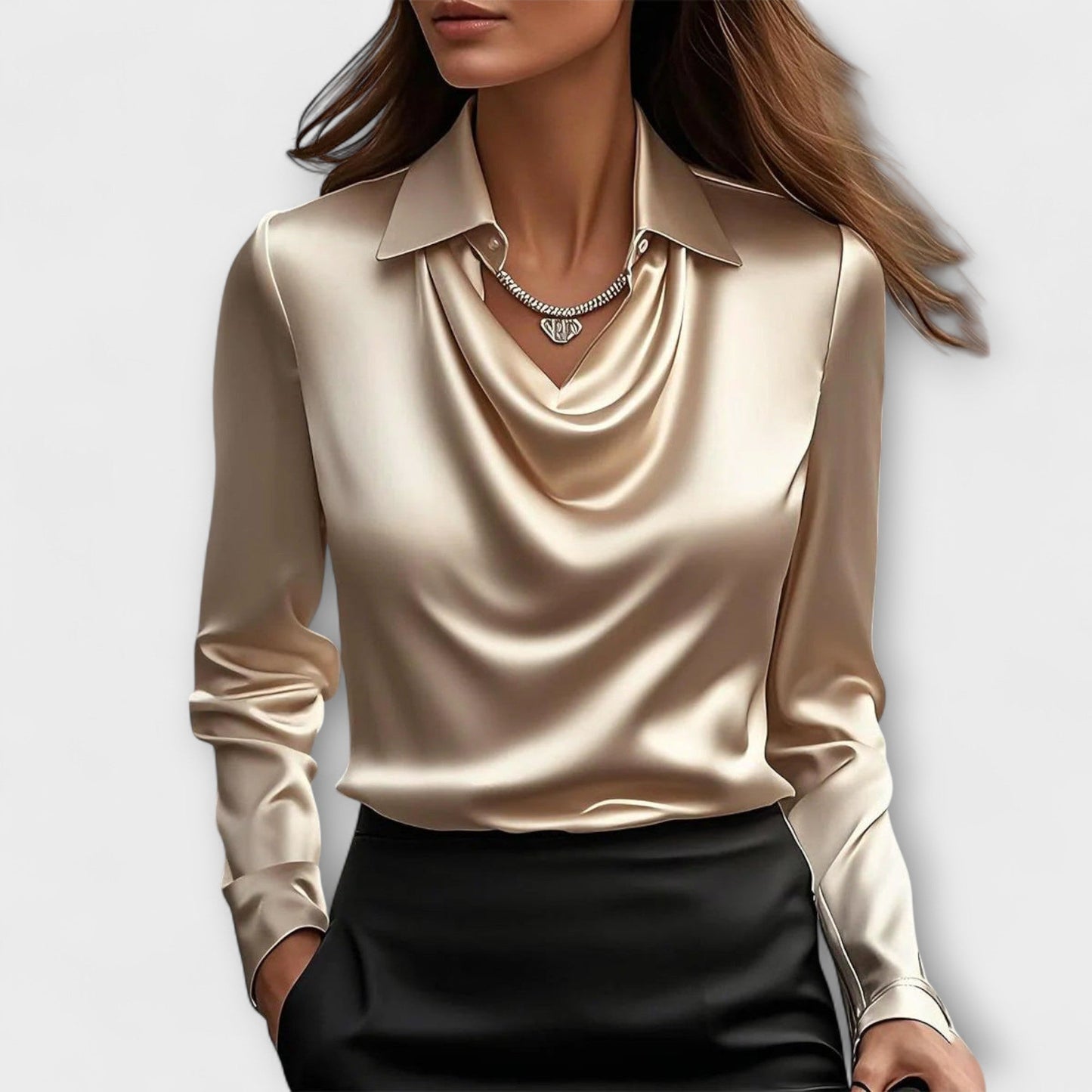 Women's Satin Blouse | V-Neck