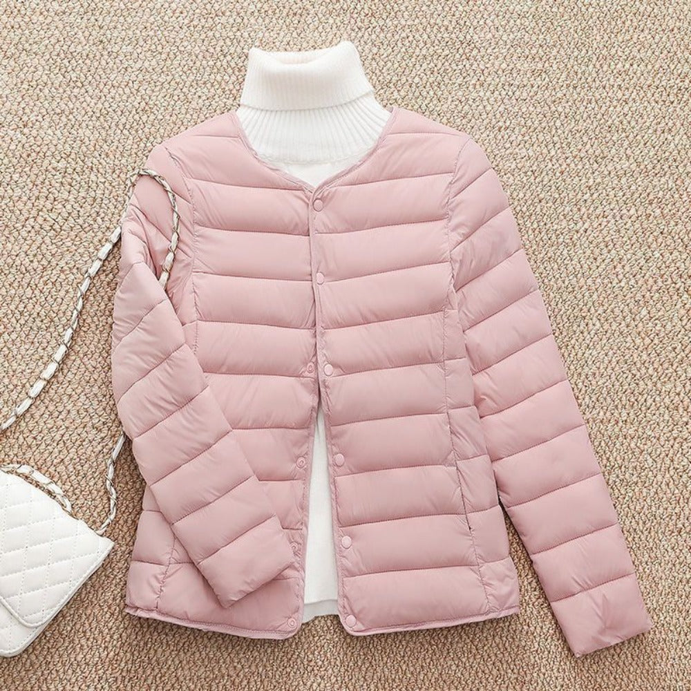 Leichte Daunenjacke mit Druckknöpfen für Damen – Sebastiana