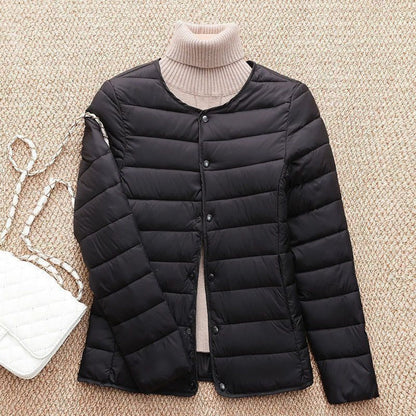 Leichte Daunenjacke mit Druckknöpfen für Damen – Sebastiana
