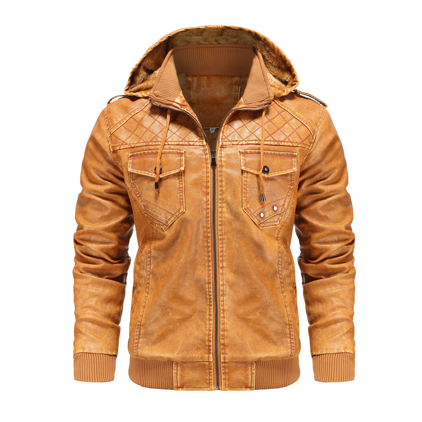 Men's Hooded Leather Jacket | Winter