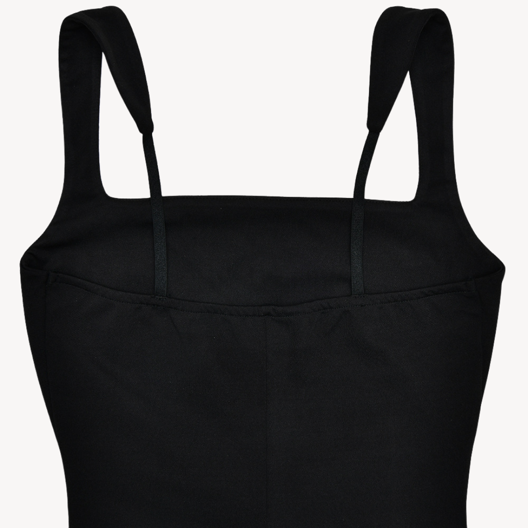 Party Black Satin Slit Dress | Maxi