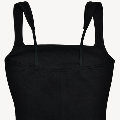 Party Black Satin Slit Dress | Maxi