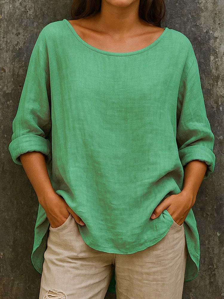 Damen Leinen Bluse | Langarm