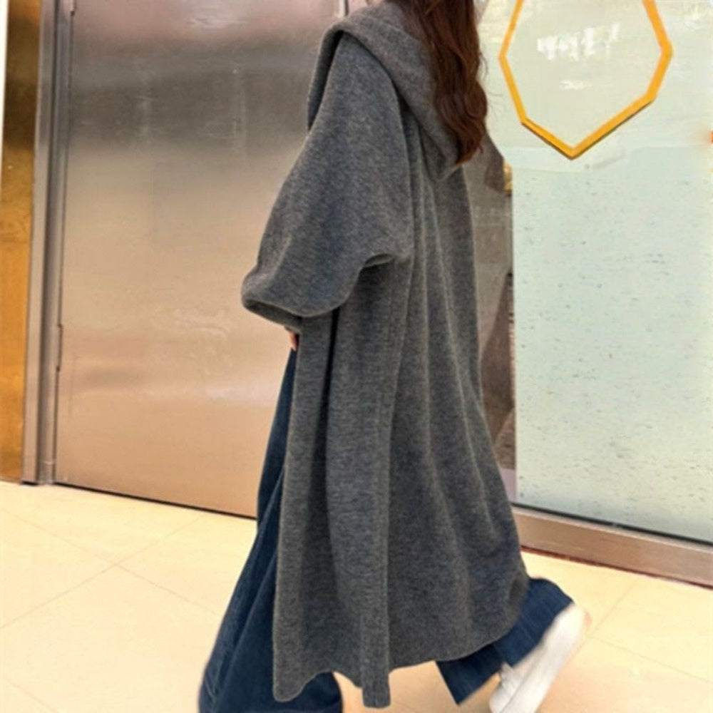 Langer Strickcardigan mit Kapuze für Damen – Ilaria
