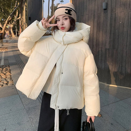 Hooded Puffer Jacket with Zipper for Women - Rina