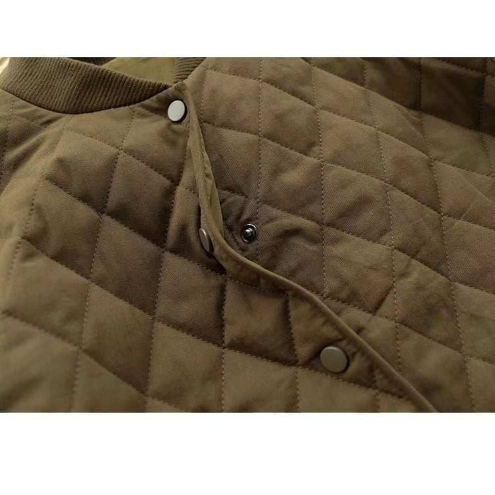 Gesteppt Jacke mit Knopfleiste und Taschen für Damen – Noemi