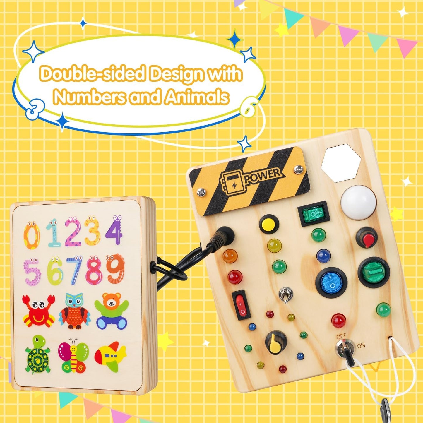 Montessori Kleinkind Pinnwand mit 27 LED-Lichtern - Lernspielzeug für Kinder von 1-6 Jahren