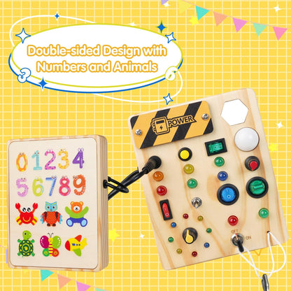 Montessori Kleinkind Pinnwand mit 27 LED-Lichtern - Lernspielzeug für Kinder von 1-6 Jahren