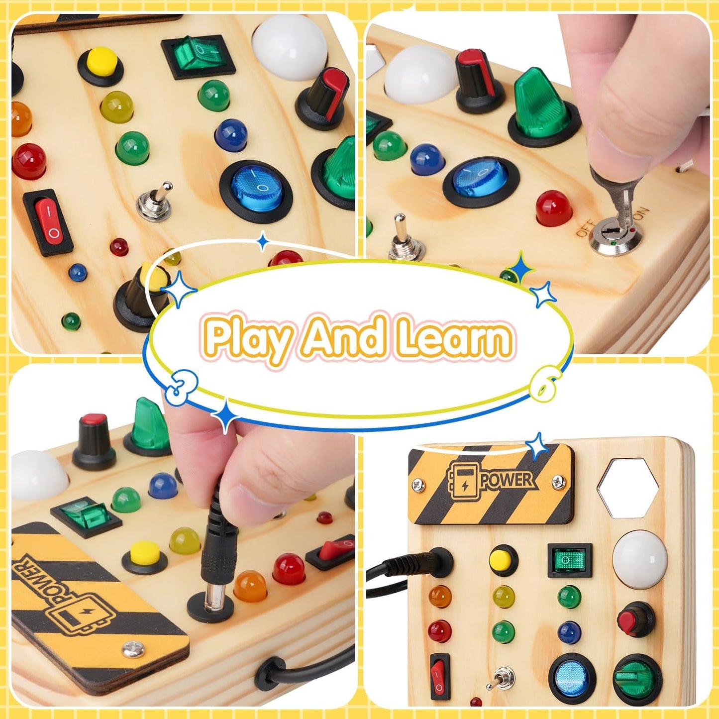 Montessori Kleinkind Pinnwand mit 27 LED-Lichtern - Lernspielzeug für Kinder von 1-6 Jahren