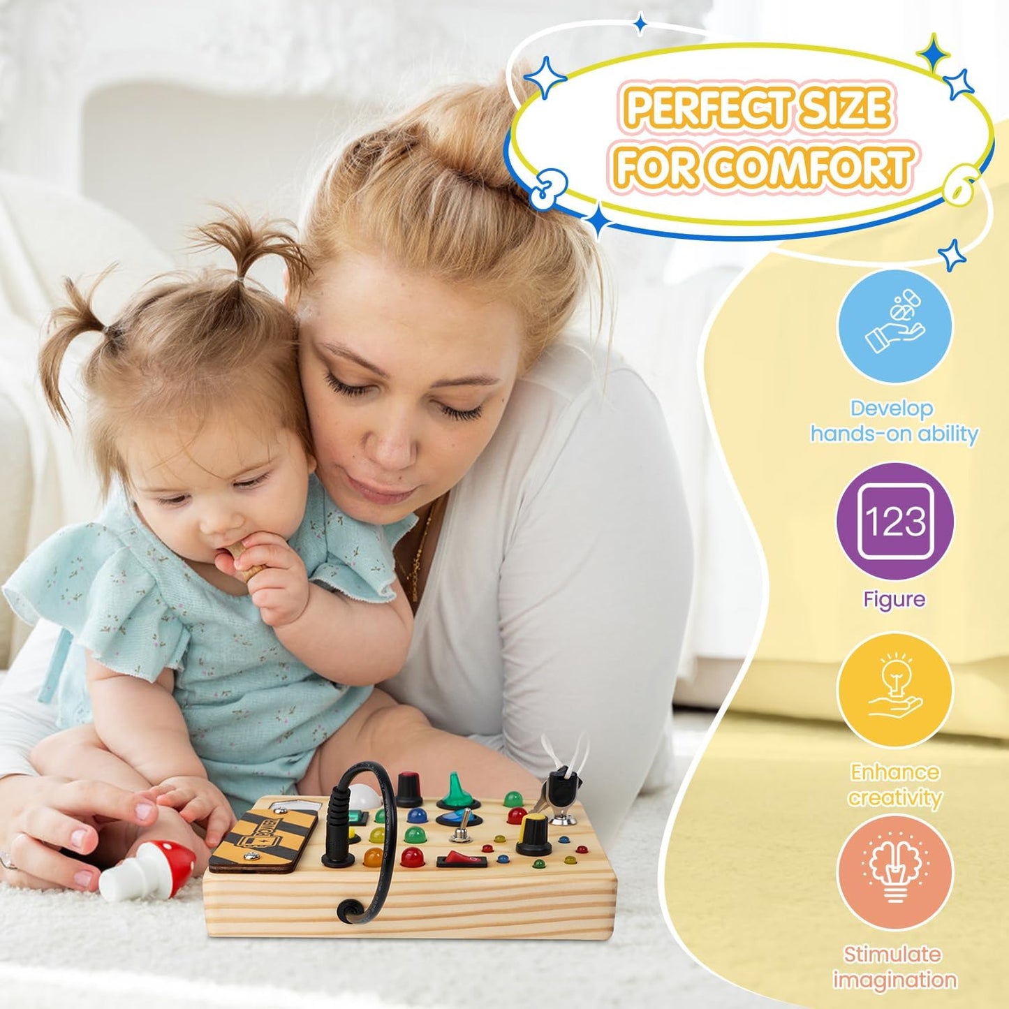 Montessori Kleinkind Pinnwand mit 27 LED-Lichtern - Lernspielzeug für Kinder von 1-6 Jahren