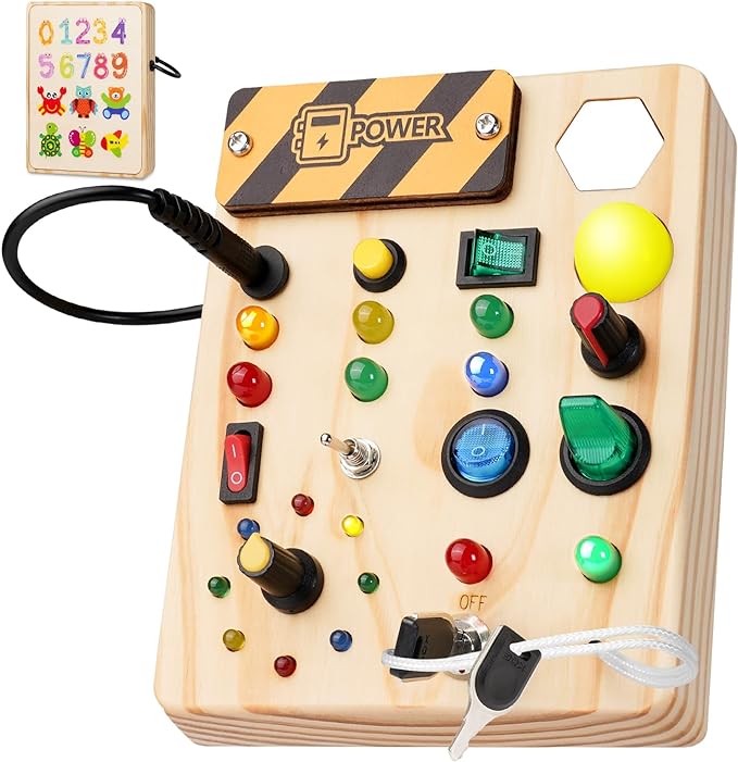 Montessori Kleinkind Pinnwand mit 27 LED-Lichtern - Lernspielzeug für Kinder von 1-6 Jahren