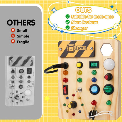 Montessori Kleinkind Pinnwand mit 27 LED-Lichtern - Lernspielzeug für Kinder von 1-6 Jahren