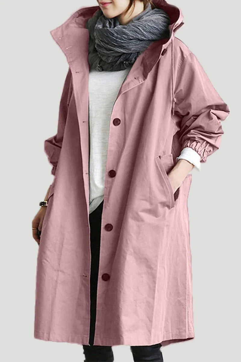 Women's Hooded Windproof Coat | Long