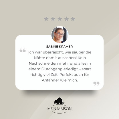 Professionelles Nähen und Schneiden in einem Schritt kombiniert