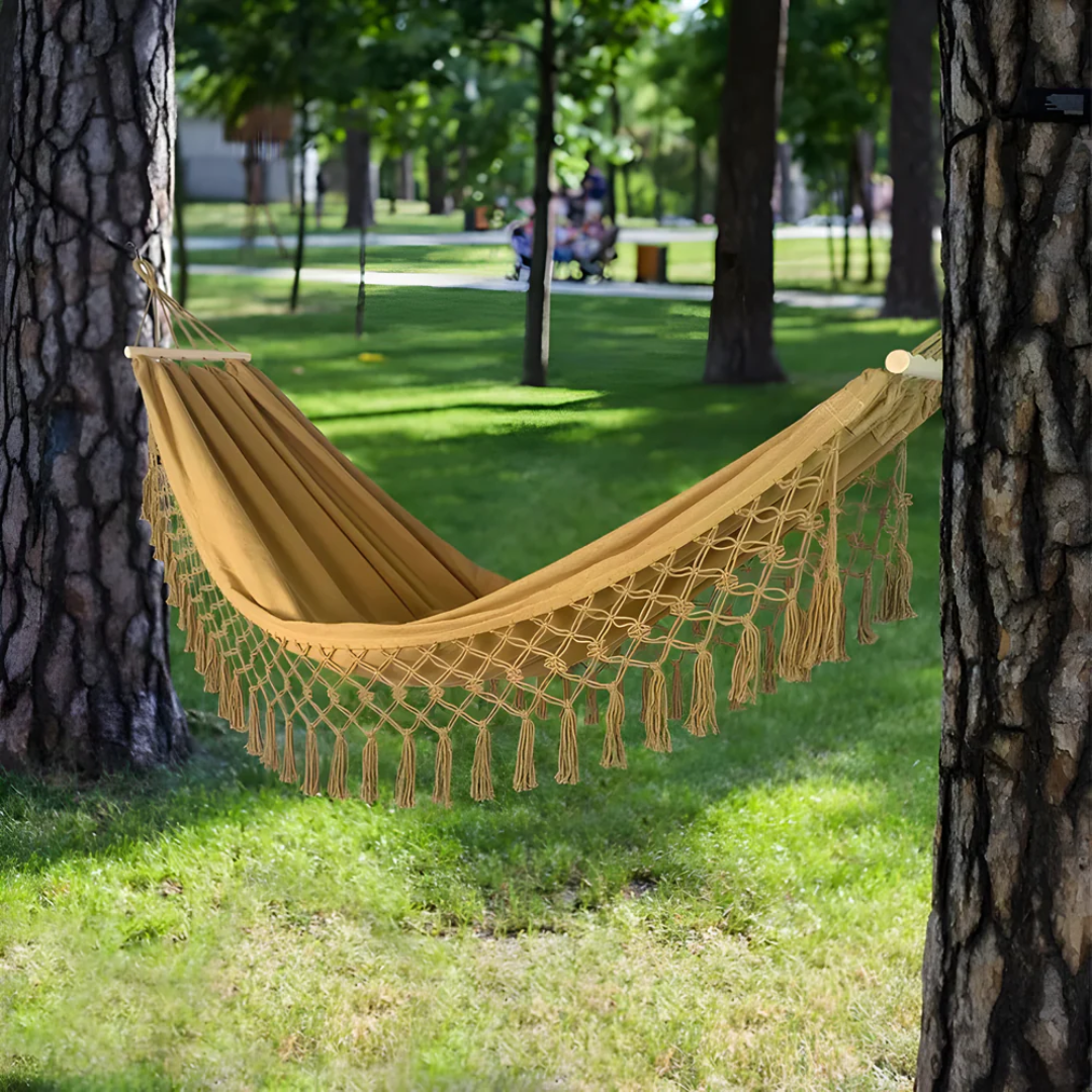 Gemütliche Boho Baumwoll-Hängematte
