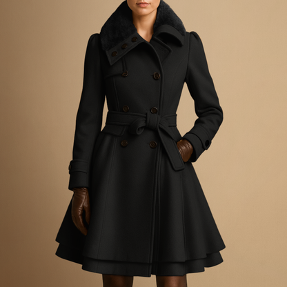 Women's Fur-Collar Coat | Belted