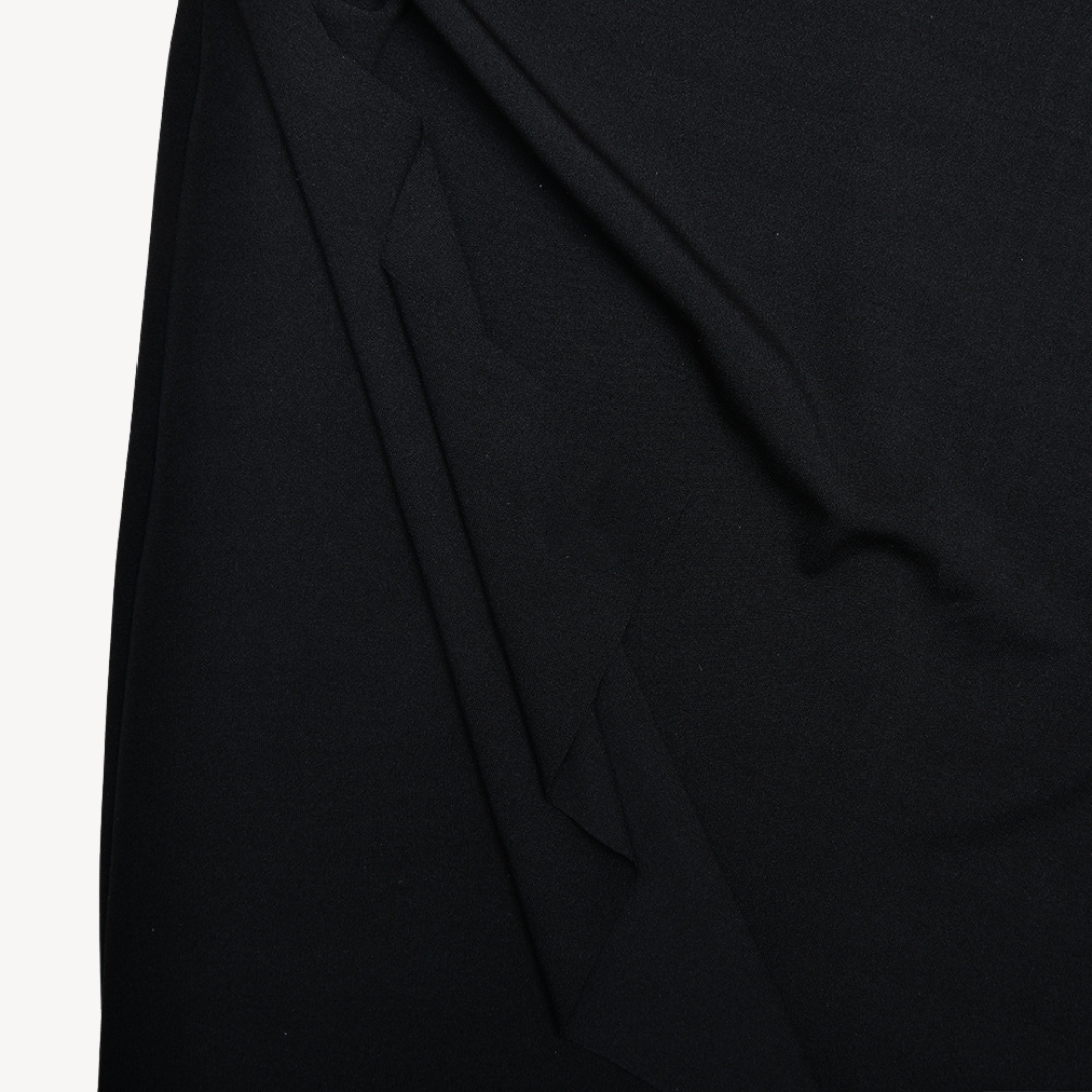 Party Black Satin Slit Dress | Maxi